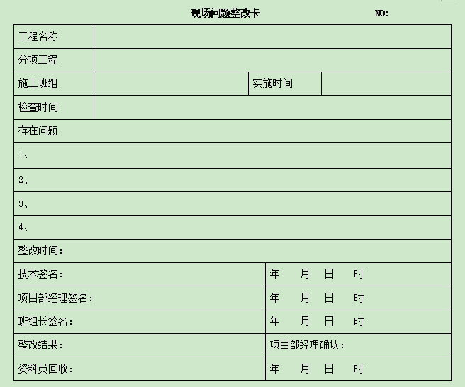 外墙保温施工方案现场问题答卷卡